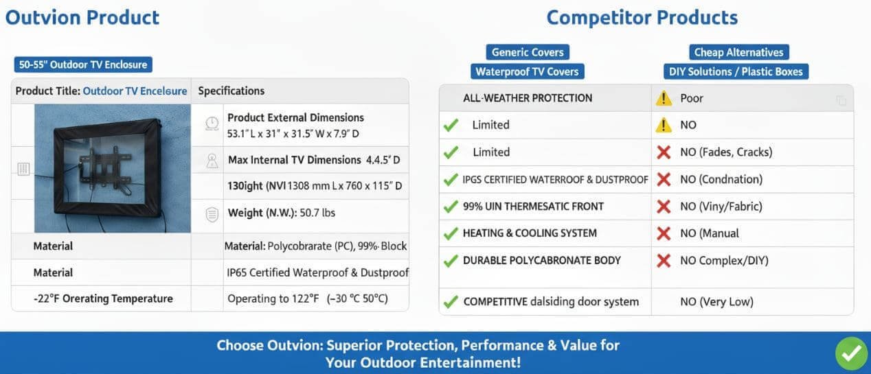 50-55 Inch Enclosure for Outdoor TV Specification