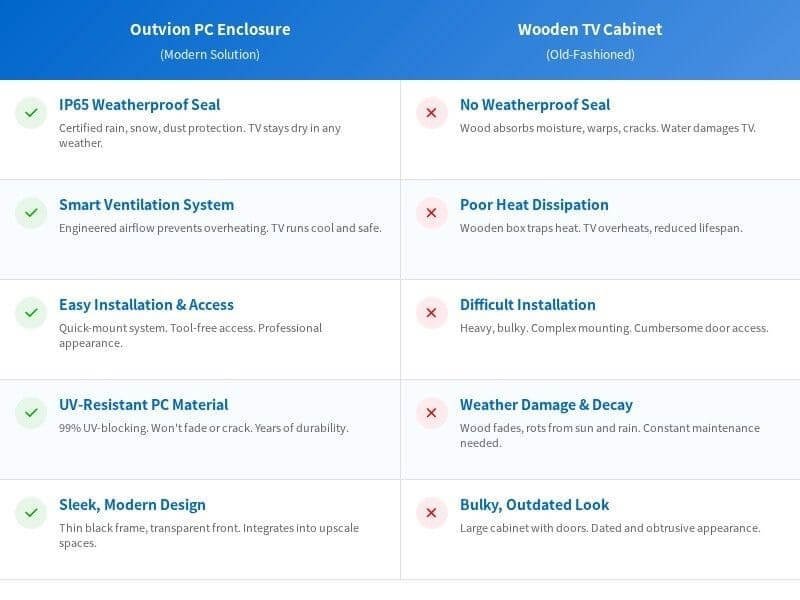50-55 Inch Outdoor TV Enclosure and Wooden TV Cabinet Parameter
