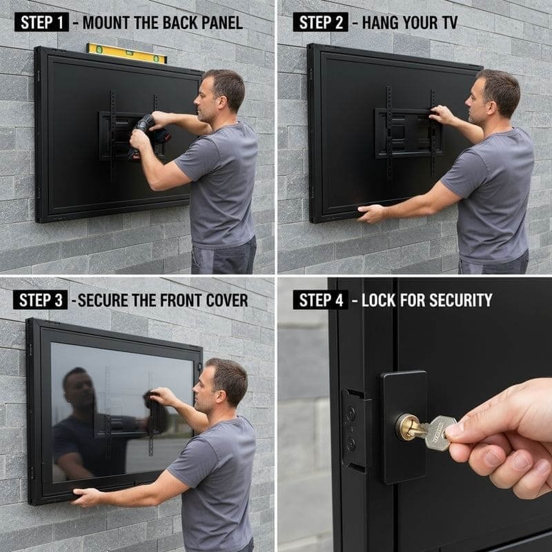 how to install 50-55 inch outdoor TV enclosure step-by-step guide