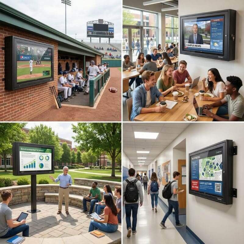 Weatherproof TV cabinet used across campuses, sports facilities and public spaces