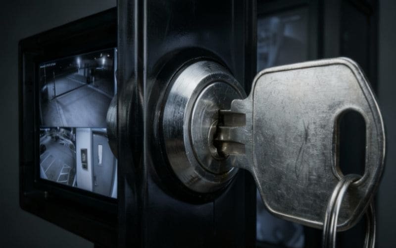 ตู้วางทีวีกลางแจ้งแบบล็อคได้พร้อมกุญแจรักษาความปลอดภัยป้องกันการงัดแงะสำหรับการติดตั้งในที่สาธารณะและเชิงพาณิชย์