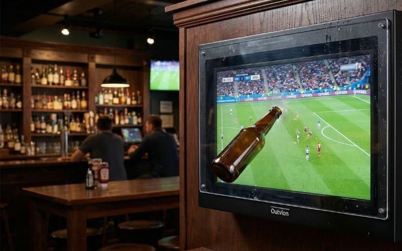 Twardy poliwęglanowy ekran obudowy telewizora chroniący ekran przed uderzeniami butelki, zabezpieczenie przed stłuczeniem.