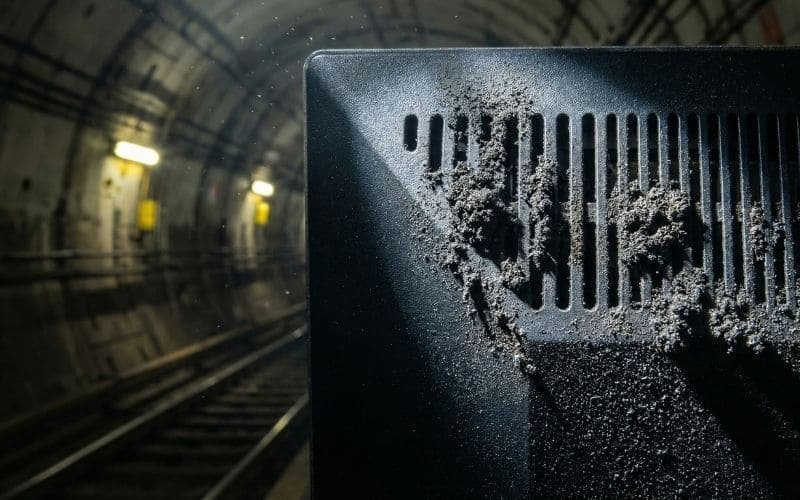 Outdoor display exposed to conductive brake dust in subway tunnel environment