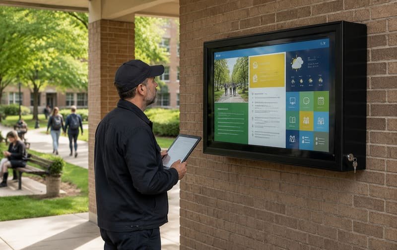 Meta Description: Learn how weatherproof TV enclosures protect outdoor digital signage from rain, heat, dust, salt air, tampering, and downtime in business spaces.