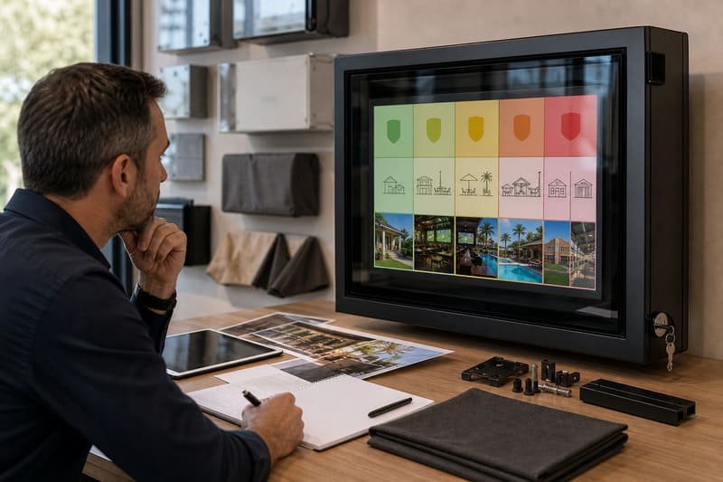 matriz de decisão de proteção comercial de TV externa